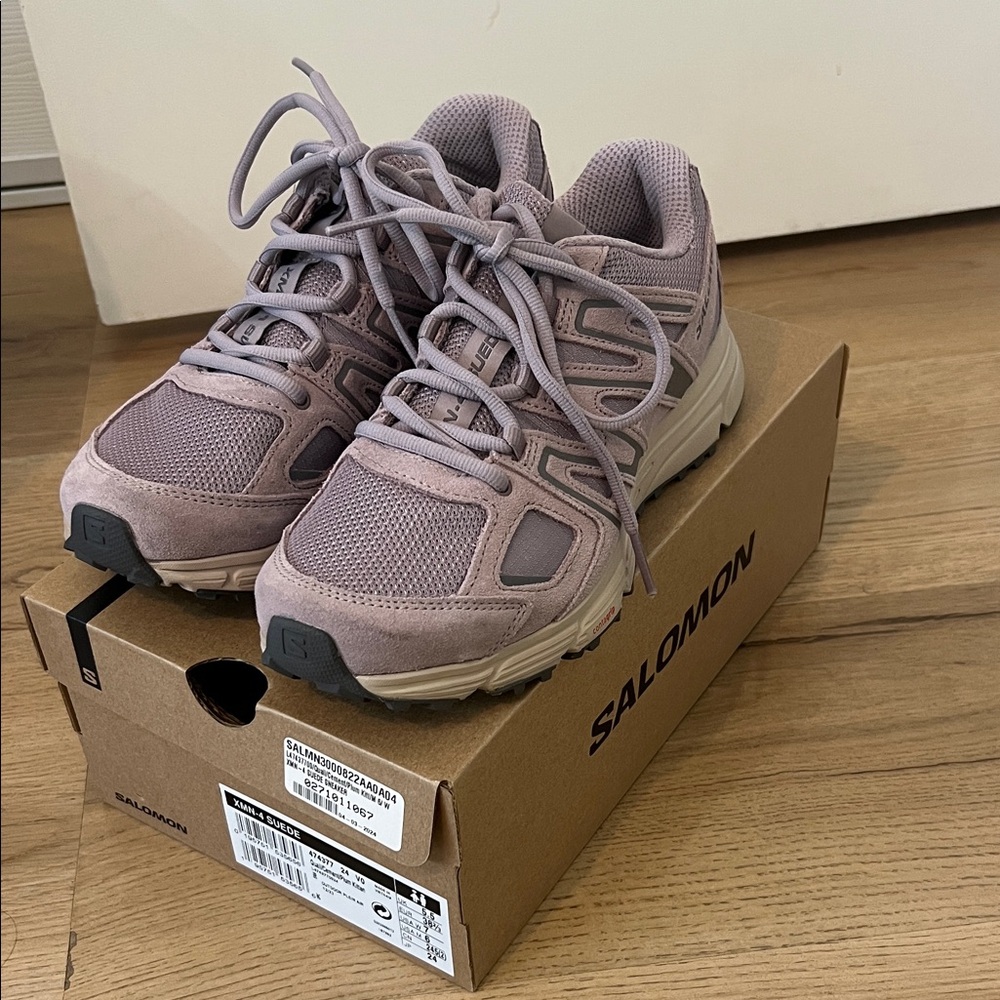 Salomon XMN-4 Suede Sneakers Color: Quail/Cement/Plum Kitt Size:   M6 W7